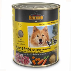 Belcando, boîte Poulet et Canard avec millet et carottes