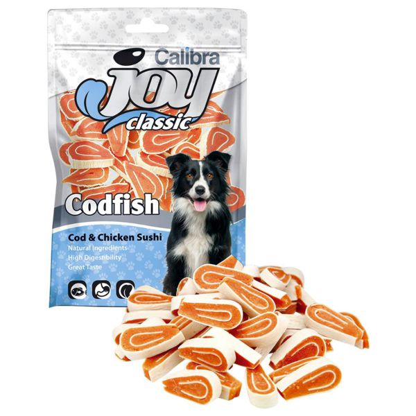 Sushis de viandes de poulet et cabillaud, pour chiens