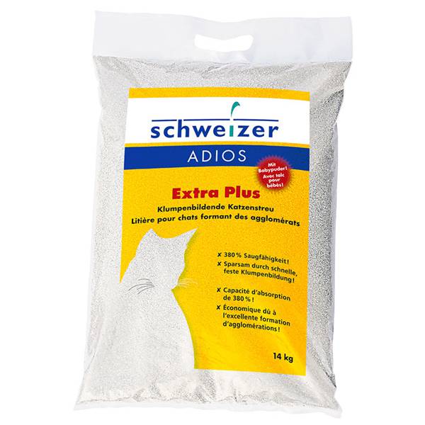 Litière pour chats Adios Extra Plus, avec odeur de talc pour bébé