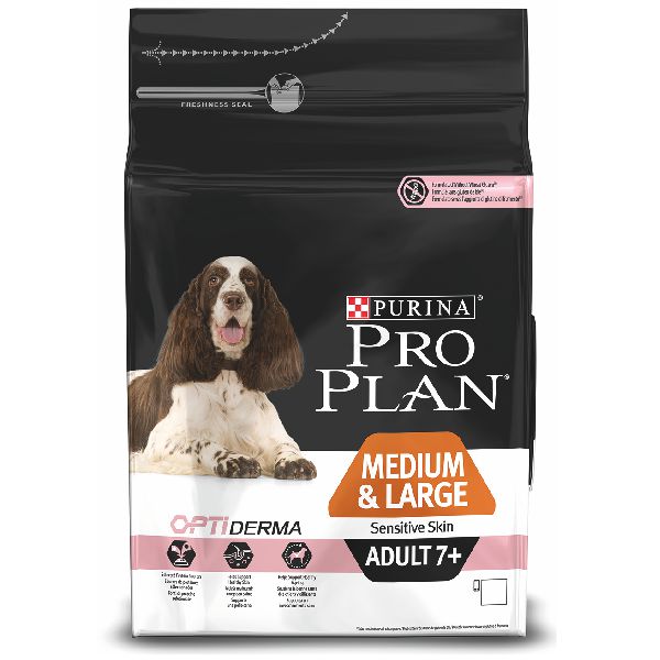 Proplan Dog, Adult 7+ Medium & Large Sensitive Skin (saumon)